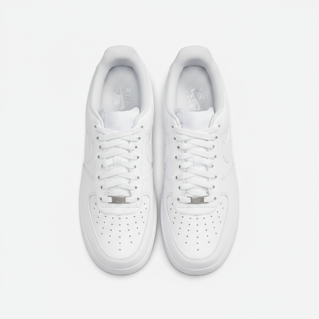 Nike Air Force 1 white sneaker top down view